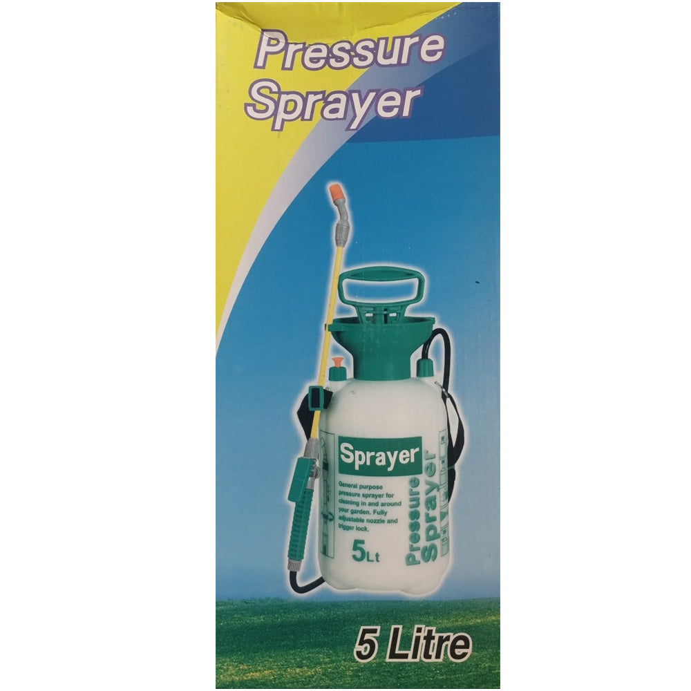 5 Liter Pressure Sprayer, Adjustable Nozzle, Trigger Lock, Garden Pump Sprayer (White)