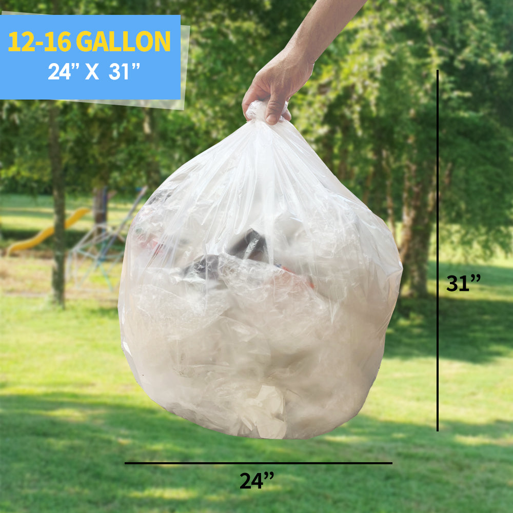 12-16 Gallon HDPE TRASH CAN LINER, CORELESS ROLLS, 24" X 31"