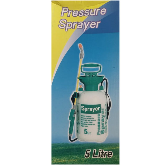 5 Liter Pressure Sprayer, Adjustable Nozzle, Trigger Lock, Garden Pump Sprayer (White)